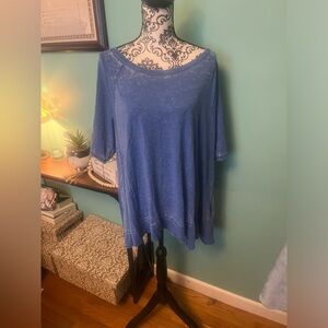 Calvin Klein Performance Factory Faded Blue Asymmetrical Tee T-Shirt Top sz 2XL